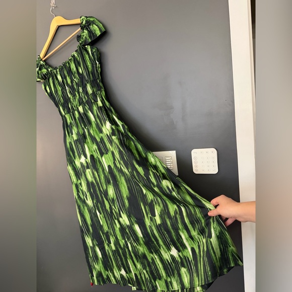 NWT Altuzarra Cotton Lily Green and Black Patterned Dress - Picture 4 of 12